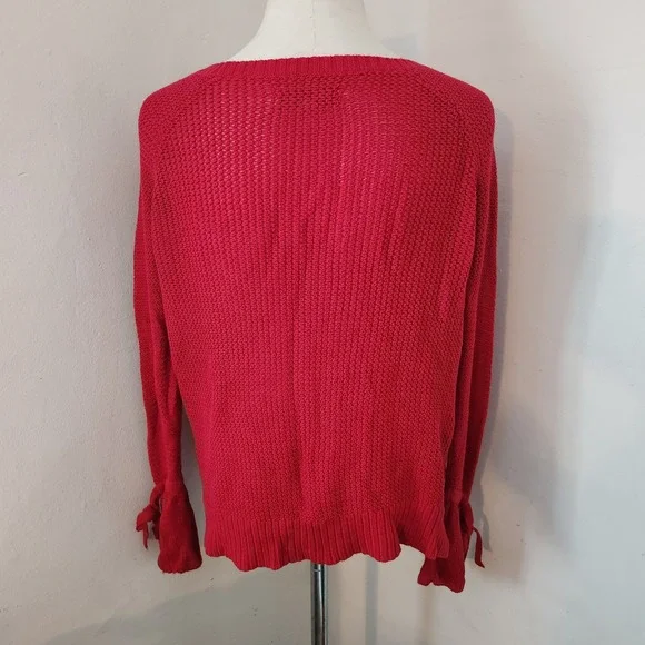 LOFT Red Bell Sleeve Sweater Women's Size Small - Picture 2 of 5
